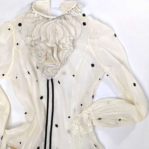 Silk Ruffle Blouse Bodysuit - Picture 3 of 7